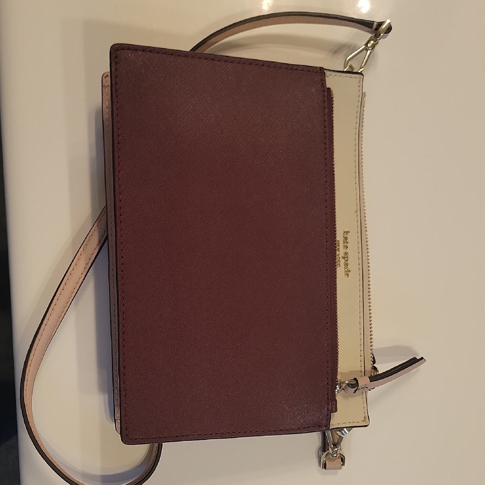 kate spade Two-Tone Saffiano Crossbody in Wine and Cream